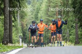 08.09.2022, Lavaze, Italy (ITA): Lukas Hofer (ITA), Oskar Brandt (SWE), Jesper Nelin (SWE), (l-r)  - Biathlon summer training, Lavaze (ITA). www.nordicfocus.com. © Vanzetta/NordicFocus. Every downloaded picture is fee-liable.