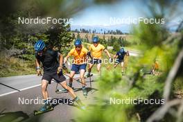 13.09.2022, Lavaze, Italy (ITA): Jesper Nelin (SWE), Oskar Brandt (SWE), Malte Stefansson (SWE), (l-r)  - Biathlon summer training, Lavaze (ITA). www.nordicfocus.com. © Vanzetta/NordicFocus. Every downloaded picture is fee-liable.
