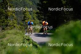 11.06.2022, Lavaze, Italy (ITA): Bionaz Didier (ITA), Giacomel Tommaso (ITA), (l-r)  - Biathlon summer training, Lavaze (ITA). www.nordicfocus.com. © Barbieri/NordicFocus. Every downloaded picture is fee-liable.