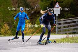 04.10.2022, Martell, Italy (ITA): Mirco Romanin (ITA), Lisa Vittozzi (ITA), (l-r)  - Biathlon summer training, Martell (ITA). www.nordicfocus.com. © Barbieri/NordicFocus. Every downloaded picture is fee-liable.