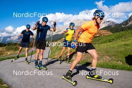 10.09.2022, Lavaze, Italy (ITA): Martin Ponsiluoma (SWE), Jesper Nelin (SWE), Peppe Femling (SWE), Malte Stefansson (SWE), (l-r)  - Biathlon summer training, Lavaze (ITA). www.nordicfocus.com. © Barbieri/NordicFocus. Every downloaded picture is fee-liable.