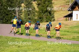 10.09.2022, Lavaze, Italy (ITA): Peppe Femling (SWE), Martin Ponsiluoma (SWE), Sebastian Samuelsson (SWE), Oskar Brandt (SWE), Jesper Nelin (SWE), Malte Stefansson (SWE), (l-r)  - Biathlon summer training, Lavaze (ITA). www.nordicfocus.com. © Barbieri/NordicFocus. Every downloaded picture is fee-liable.