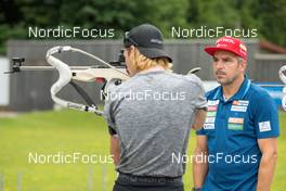 21,06.2022, Ruhpolding, Germany (GER): Lovro Planko (SLO), Ricco Gross (GER), coach Team Slovenia, (l-r) - Biathlon summer training, Ruhpolding (GER). www.nordicfocus.com. © Wuktits/NordicFocus. Every downloaded picture is fee-liable.