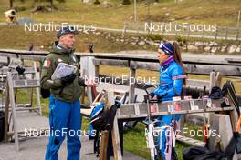 04.10.2022, Martell, Italy (ITA): Jonne Kahkonen (FIN), Beatrice Trabucchi (ITA), (l-r)  - Biathlon summer training, Martell (ITA). www.nordicfocus.com. © Barbieri/NordicFocus. Every downloaded picture is fee-liable.