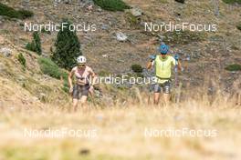 31.07.2022, Font-Romeu, France (FRA): Valentin Lejeune (FRA), Theo Guiraud Poillot (FRA), (l-r) - Biathlon summer training, Font-Romeu (FRA). www.nordicfocus.com. © Authamayou/NordicFocus. Every downloaded picture is fee-liable.