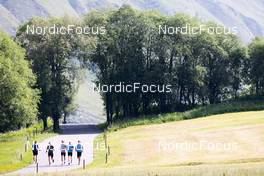 20.06.2022, Andermatt, Switzerland (SUI): Yanis Keller (SUI), Niklas Hartweg (SUI), Gion Stalder (SUI), Joscha Burkhalter (SUI), (l-r) - Biathlon summer training, Andermatt (SUI). www.nordicfocus.com. © Manzoni/NordicFocus. Every downloaded picture is fee-liable.