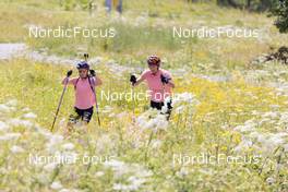 28.06.2022, Premanon, France (FRA): Anais Chevalier-Bouchet (FRA), Justine Braisaz-Bouchet (FRA), (l-r) - Biathlon summer training, Premanon (FRA). www.nordicfocus.com. © Manzoni/NordicFocus. Every downloaded picture is fee-liable.