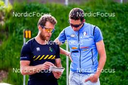 15.06.2022, Lavaze, Italy (ITA): Andrea Zattoni (ITA), Riccardo Romani (ITA), (l-r)  - Biathlon summer training, Lavaze (ITA). www.nordicfocus.com. © Barbieri/NordicFocus. Every downloaded picture is fee-liable.