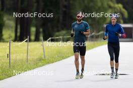 01.07.2022, Lenzerheide, Switzerland (SUI): Serafin Wiestner (SUI), Sandro Bovisi (SUI), (l-r) - Biathlon summer training, Lenzerheide (SUI). www.nordicfocus.com. © Manzoni/NordicFocus. Every downloaded picture is fee-liable.