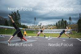 06.08.2022, Lavaze, Italy (ITA): Janina Hettich-Walz  (GER), Denise Herrmann  (GER), Vanessa Hinz  (GER), (l-r)  - Biathlon summer training, Lavaze (ITA). www.nordicfocus.com. © Vanzetta/NordicFocus. Every downloaded picture is fee-liable.