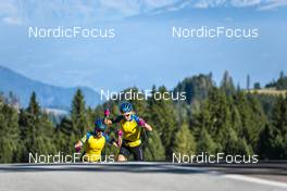 13.09.2022, Lavaze, Italy (ITA): Elvira Oeberg (SWE), Stina Nilsson (SWE), (l-r)  - Biathlon summer training, Lavaze (ITA). www.nordicfocus.com. © Vanzetta/NordicFocus. Every downloaded picture is fee-liable.