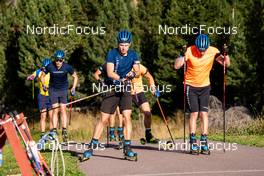 10.09.2022, Lavaze, Italy (ITA): Martin Ponsiluoma (SWE), Jesper Nelin (SWE), Sebastian Samuelsson (SWE), (l-r)  - Biathlon summer training, Lavaze (ITA). www.nordicfocus.com. © Barbieri/NordicFocus. Every downloaded picture is fee-liable.