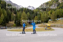 04.10.2022, Martell, Italy (ITA): Lisa Vittozzi (ITA), Mirco Romanin (ITA), (l-r)  - Biathlon summer training, Martell (ITA). www.nordicfocus.com. © Barbieri/NordicFocus. Every downloaded picture is fee-liable.