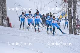 02.04.2022, Premanon, France (FRA): Sophie Chauveau (FRA), Chloe Chevalier (FRA), Oceane Michelon (FRA), Camille Bened (FRA), (l-r)  - French Championships biathlon, mass, Premanon (FRA). www.nordicfocus.com. © Leo Authamayou/NordicFocus. Every downloaded picture is fee-liable.