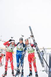 02.04.2022, Premanon, France (FRA): Adrien Baylac (FRA), Gaetan Paturel (FRA), Lou Thievent (FRA), (l-r)  - French Championships biathlon, mass, Premanon (FRA). www.nordicfocus.com. © Augustin Authamayou/NordicFocus. Every downloaded picture is fee-liable.