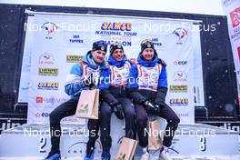 02.04.2022, Premanon, France (FRA): Paul Fontaine (FRA), Eric Perrot (FRA), Oscar Lombardot (FRA), (l-r) - French Championships biathlon, mass, Premanon (FRA). www.nordicfocus.com. © Augustin Authamayou/NordicFocus. Every downloaded picture is fee-liable.