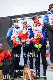 03.04.2022, Premanon, France (FRA): Lubin Amiotte (FRA), Pierrick Pasteur (FRA), Quentin Fillon Maillet (FRA), (l-r) - French Championships biathlon, relay, Premanon (FRA). www.nordicfocus.com. © Augustin Authamayou/NordicFocus. Every downloaded picture is fee-liable.