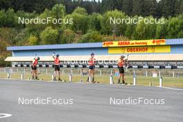 04.09.2022, Oberhof, Germany (GER): Danilo Riethmueller (GER), Roman Rees (GER), Matthias Dorfer (GER), Philipp Horn (GER), (l-r)  - German Championships biathon, pursuit men, Oberhof (GER). www.nordicfocus.com. © Deubert/NordicFocus. Every downloaded picture is fee-liable.