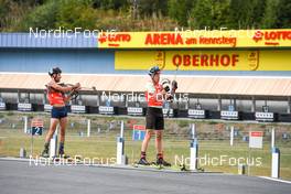 04.09.2022, Oberhof, Germany (GER): Matthias Dorfer (GER), Roman Rees (GER), (l-r)  - German Championships biathon, pursuit men, Oberhof (GER). www.nordicfocus.com. © Deubert/NordicFocus. Every downloaded picture is fee-liable.