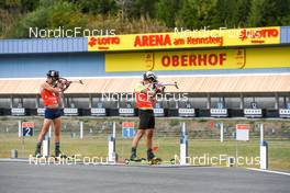 04.09.2022, Oberhof, Germany (GER): Matthias Dorfer (GER), Philipp Horn (GER), (l-r)  - German Championships biathon, pursuit men, Oberhof (GER). www.nordicfocus.com. © Deubert/NordicFocus. Every downloaded picture is fee-liable.