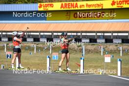 04.09.2022, Oberhof, Germany (GER): Lena Haecki (SUI), Marion Wiesensarter (GER), (l-r)  - German Championships biathon, pursuit women, Oberhof (GER). www.nordicfocus.com. © Deubert/NordicFocus. Every downloaded picture is fee-liable.