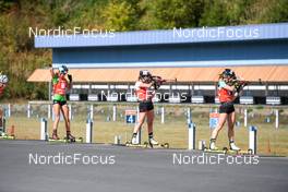04.09.2022, Oberhof, Germany (GER): Michela Carrara (ITA), Janina Hettich Walz (GER), Marion Wiesensarter (GER), (l-r)  - German Championships biathon, pursuit women, Oberhof (GER). www.nordicfocus.com. © Deubert/NordicFocus. Every downloaded picture is fee-liable.
