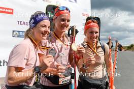 04.09.2022, Oberhof, Germany (GER): Marion Wiesensarter (GER), Denise Herrmann (GER), Janina Hettich Walz (GER), (l-r) - German Championships biathon, pursuit women, Oberhof (GER). www.nordicfocus.com. © Deubert/NordicFocus. Every downloaded picture is fee-liable.