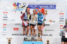 03.09.2022, Oberhof, Germany (GER): Denise Herrmann (GER), Sophia Schneider (GER), Juliane Fruehwirt (GER), (l-r) - German Championships biathon, sprint women, Oberhof (GER). www.nordicfocus.com. © Deubert/NordicFocus. Every downloaded picture is fee-liable.