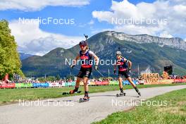 03.09.2022, Annecy, France (FRA): Anais Chevalier-Bouchet (FRA), Federica Sanfilippo (ITA), (l-r) - Martin Fourcade Nordic Festival, Annecy (FRA). www.nordicfocus.com. © Reichert/NordicFocus. Every downloaded picture is fee-liable.