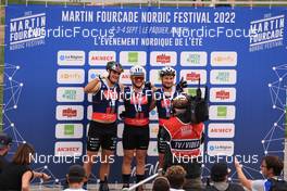 03.09.2022, Annecy, France (FRA): Jules Chappaz (FRA), Haavard Solaas Taugboel (NOR), Renaud Jay (FRA), (l-r) - Martin Fourcade Nordic Festival, Annecy (FRA). www.nordicfocus.com. © Manzoni/NordicFocus. Every downloaded picture is fee-liable.