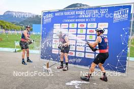 03.09.2022, Annecy, France (FRA): Jules Chappaz (FRA), Haavard Solaas Taugboel (NOR), Renaud Jay (FRA), (l-r) - Martin Fourcade Nordic Festival, Annecy (FRA). www.nordicfocus.com. ©Reichert/NordicFocus. Every downloaded picture is fee-liable.