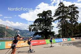 03.09.2022, Annecy, France (FRA): Dorothea Wierer (ITA), Deedra Irwin (USA), Darya Blashko (UKR), (l-r) - Martin Fourcade Nordic Festival, Annecy (FRA). www.nordicfocus.com. © Manzoni/NordicFocus. Every downloaded picture is fee-liable.