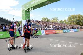 03.09.2022, Annecy, France (FRA): Sean Doherty (USA), Quentin Fillon Maillet (FRA), (l-r) - Martin Fourcade Nordic Festival, Annecy (FRA). www.nordicfocus.com. © Manzoni/NordicFocus. Every downloaded picture is fee-liable.