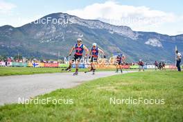 03.09.2022, Annecy, France (FRA): Renaud Jay (FRA), Haavard Solaas Taugboel (NOR), Jules Chappaz (FRA), (l-r) - Martin Fourcade Nordic Festival, Annecy (FRA). www.nordicfocus.com. ©Reichert/NordicFocus. Every downloaded picture is fee-liable.
