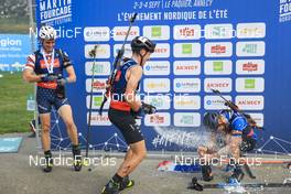 03.09.2022, Annecy, France (FRA): Quentin Fillon Maillet (FRA), Sean Doherty (USA), Antonin Guigonnat (FRA), (l-r) - Martin Fourcade Nordic Festival, Annecy (FRA). www.nordicfocus.com. © Manzoni/NordicFocus. Every downloaded picture is fee-liable.