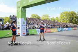 03.09.2022, Annecy, France (FRA): Quentin Fillon Maillet (FRA), Sean Doherty (USA), (l-r) - Martin Fourcade Nordic Festival, Annecy (FRA). www.nordicfocus.com. © Manzoni/NordicFocus. Every downloaded picture is fee-liable.