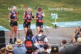 03.09.2022, Annecy, France (FRA): Victoria Carl (GER), Maja Dahlqvist (SWE), Nadine Faehndrich (SUI), (l-r) - Martin Fourcade Nordic Festival, Annecy (FRA). www.nordicfocus.com. © Manzoni/NordicFocus. Every downloaded picture is fee-liable.