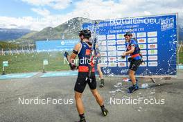 03.09.2022, Annecy, France (FRA): Quentin Fillon Maillet (FRA), Antonin Guigonnat (FRA), (l-r) - Martin Fourcade Nordic Festival, Annecy (FRA). www.nordicfocus.com. © Manzoni/NordicFocus. Every downloaded picture is fee-liable.