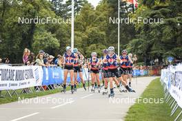 03.09.2022, Annecy, France (FRA): Victoria Carl (GER), Flora Dolci (FRA), Melissa Gal (FRA¬), (l-r) - Martin Fourcade Nordic Festival, Annecy (FRA). www.nordicfocus.com. © Manzoni/NordicFocus. Every downloaded picture is fee-liable.