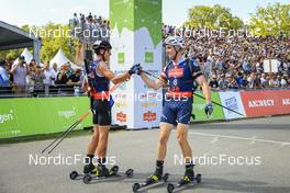 03.09.2022, Annecy, France (FRA): Quentin Fillon Maillet (FRA), Sean Doherty (USA), (l-r) - Martin Fourcade Nordic Festival, Annecy (FRA). www.nordicfocus.com. © Manzoni/NordicFocus. Every downloaded picture is fee-liable.