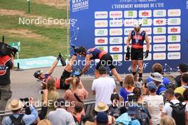 03.09.2022, Annecy, France (FRA): Jules Chappaz (FRA), Hugo Lapalus (FRA), Haavard Solaas Taugboel (NOR), (l-r) - Martin Fourcade Nordic Festival, Annecy (FRA). www.nordicfocus.com. © Manzoni/NordicFocus. Every downloaded picture is fee-liable.