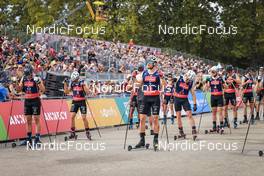 03.09.2022, Annecy, France (FRA): Jules Chappaz (FRA), Renaud Jay (FRA), Lucas Chanavat (FRA), (l-r) - Martin Fourcade Nordic Festival, Annecy (FRA). www.nordicfocus.com. © Manzoni/NordicFocus. Every downloaded picture is fee-liable.