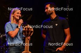 02.09.2022, Annecy, France (FRA): Marte Olsbu Roeiseland (NOR), Martin Fourcade (FRA), (l-r) - Martin Fourcade Nordic Festival, Annecy (FRA). www.nordicfocus.com. © Reichert/NordicFocus. Every downloaded picture is fee-liable.