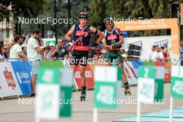 03.09.2022, Annecy, France (FRA): Quentin Fillon Maillet (FRA), Karol Dombrovski (LTU), (l-r) - Martin Fourcade Nordic Festival, Annecy (FRA). www.nordicfocus.com. © Manzoni/NordicFocus. Every downloaded picture is fee-liable.