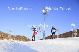 08.02.2022, Beijing, China (CHN): Simon Eder (AUT), Roman Rees (GER), (l-r) - XXIV. Olympic Winter Games Beijing 2022, Biathlon, individual men, Beijing (CHN). www.nordicfocus.com. © Manzoni/NordicFocus. Every downloaded picture is fee-liable.