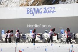 08.02.2022, Beijing, China (CHN): Event Feature: volunteers change targets - XXIV. Olympic Winter Games Beijing 2022, Biathlon, individual men, Beijing (CHN). www.nordicfocus.com. © Manzoni/NordicFocus. Every downloaded picture is fee-liable.