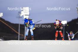 07.02.2022, Beijing, China (CHN): Anais Chevalier-Bouchet (FRA), Emma Lunder (CAN), (l-r) - XXIV. Olympic Winter Games Beijing 2022, Biathlon, individual women, Beijing (CHN). www.nordicfocus.com. © Manzoni/NordicFocus. Every downloaded picture is fee-liable.