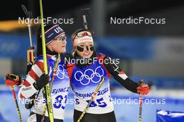 07.02.2022, Beijing, China (CHN): Joanne Reid (USA), Emily Dickson (CAN), (l-r) - XXIV. Olympic Winter Games Beijing 2022, Biathlon, individual women, Beijing (CHN). www.nordicfocus.com. © Manzoni/NordicFocus. Every downloaded picture is fee-liable.
