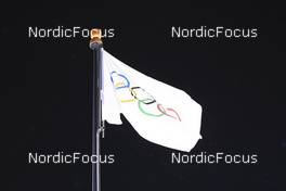 17.02.2022, Beijing, China (CHN): Event Feature: Rise of the Olympic Flag - XXIV. Olympic Winter Games Beijing 2022, Biathlon, medals, Beijing (CHN). www.nordicfocus.com. © Manzoni/NordicFocus. Every downloaded picture is fee-liable.