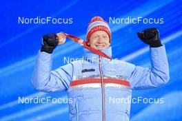 09.02.2022, Beijing, China (CHN): Johannes Thingnes Boe (NOR) - XXIV. Olympic Winter Games Beijing 2022, Biathlon, medals, Beijing (CHN). www.nordicfocus.com. © Manzoni/NordicFocus. Every downloaded picture is fee-liable.
